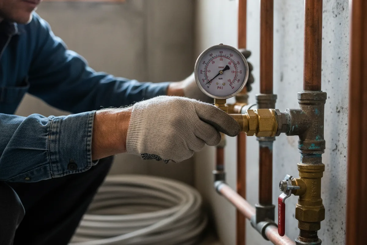 Pressure testing a repaired line during Water Line Repair in Maryville
